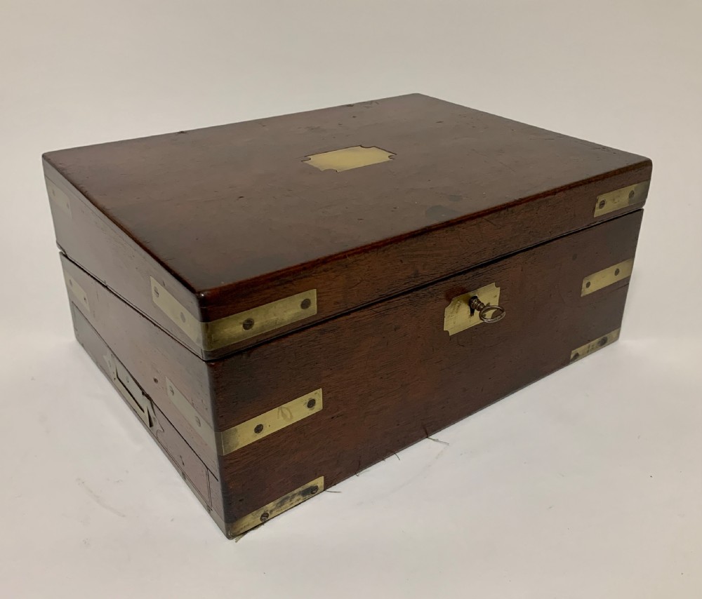 Antique Mahogany Campaign Writing Slope View IX