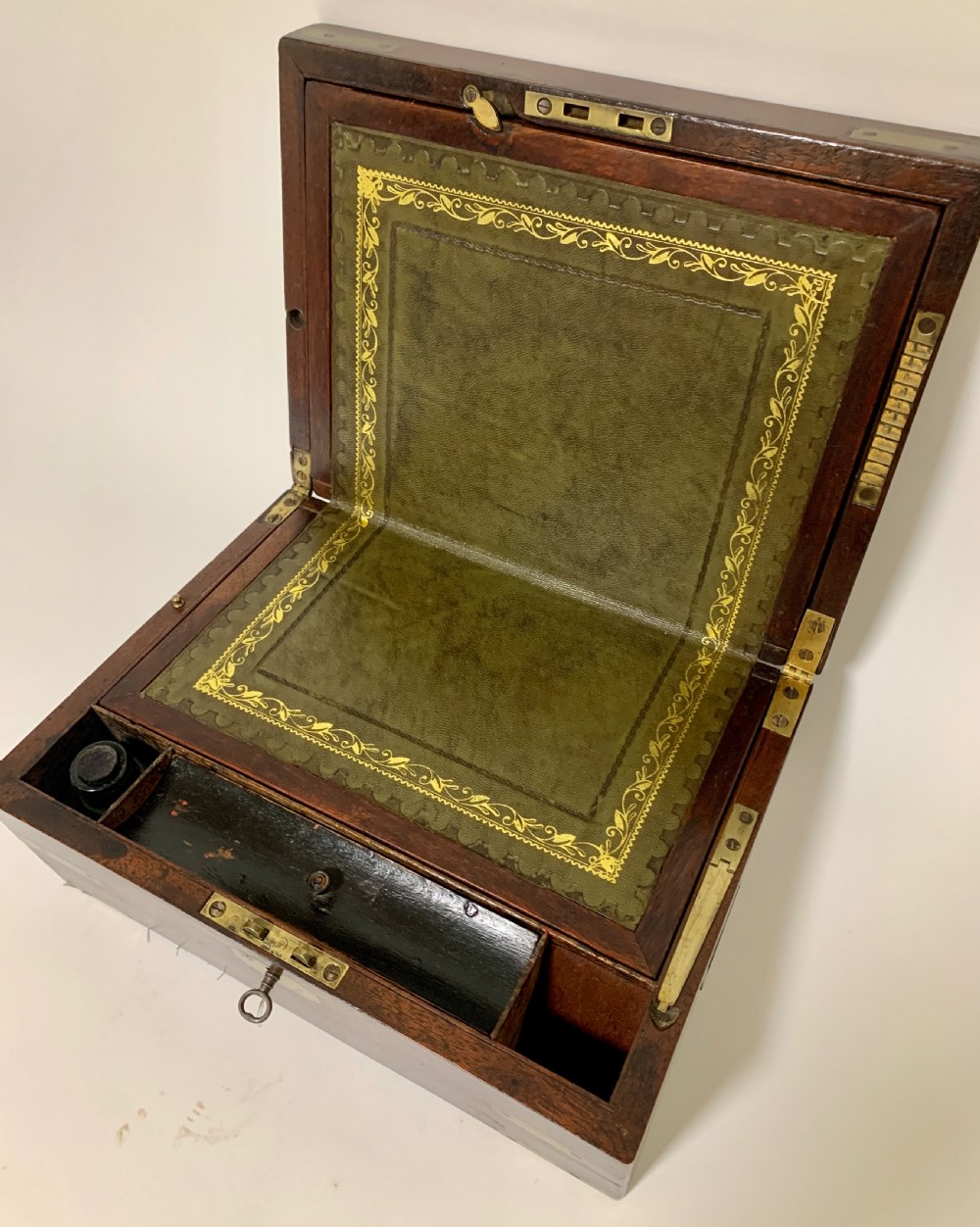 Antique Mahogany Campaign Writing Slope View X