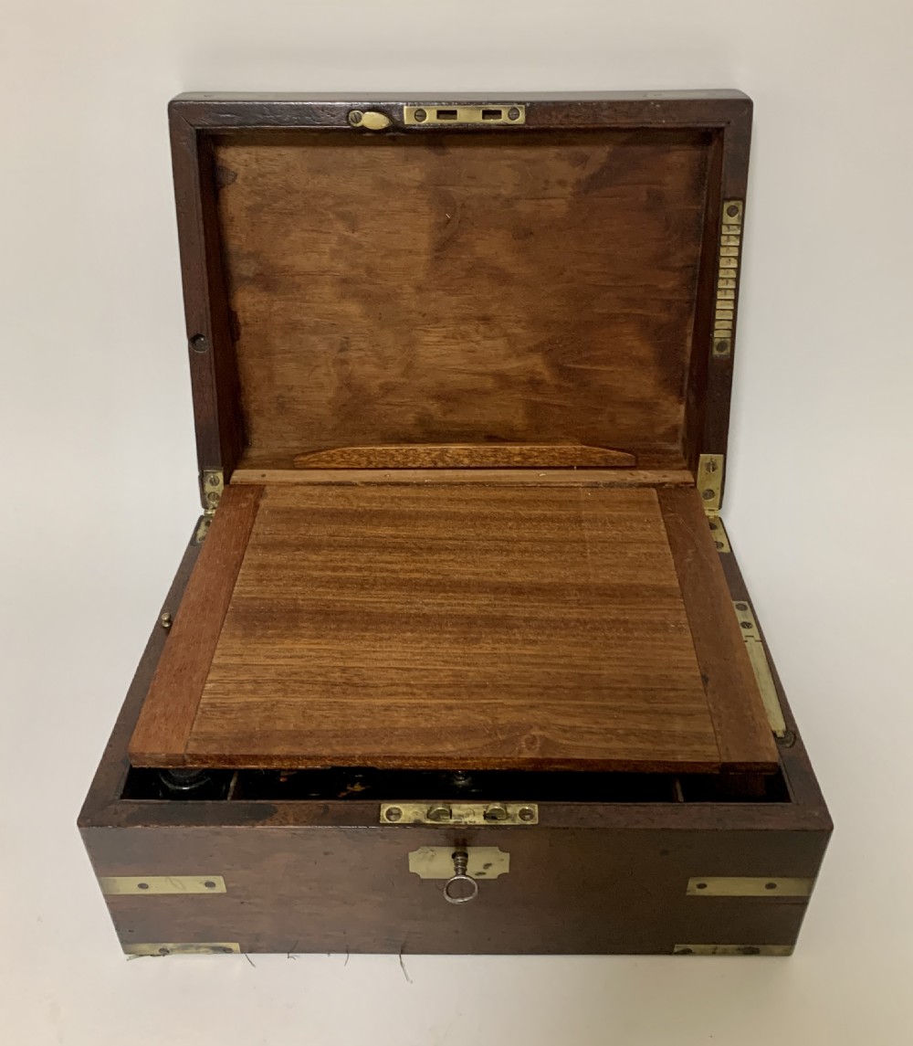 Antique Mahogany Campaign Writing Slope View XI