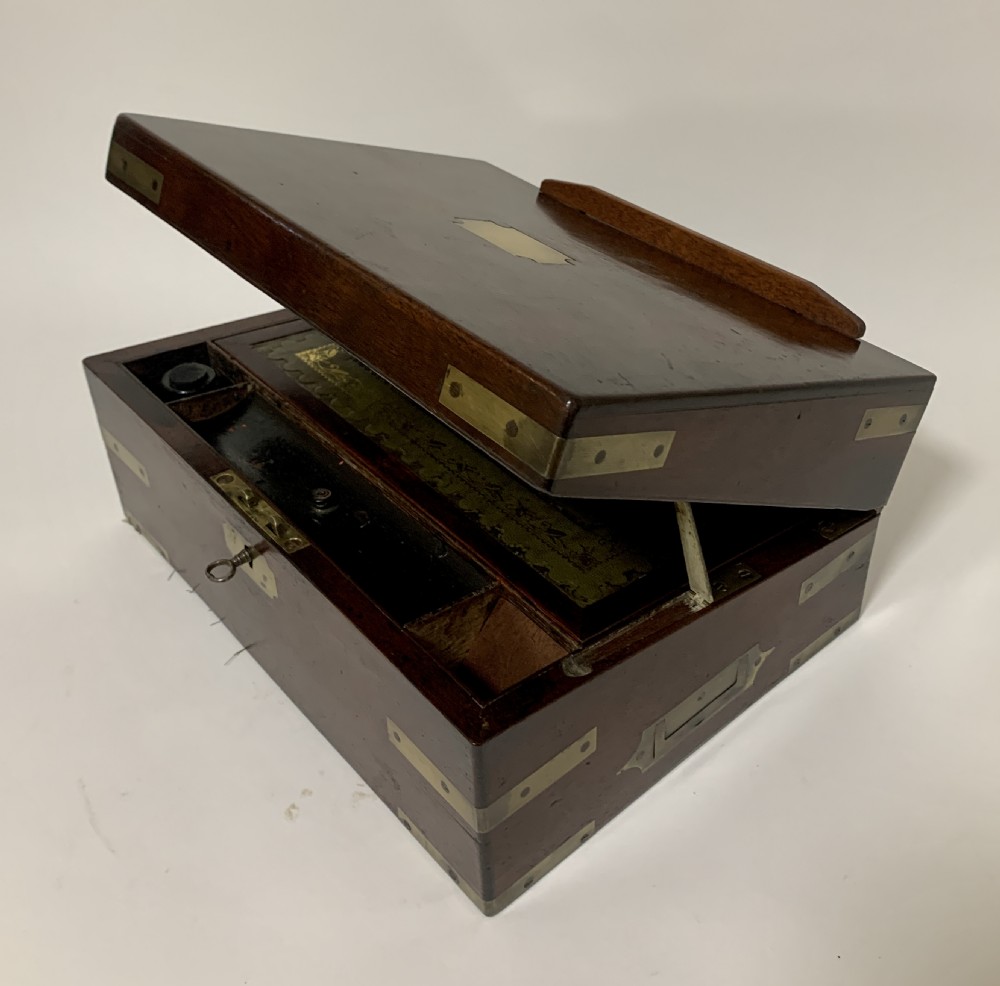 Antique Mahogany Campaign Writing Slope View XII