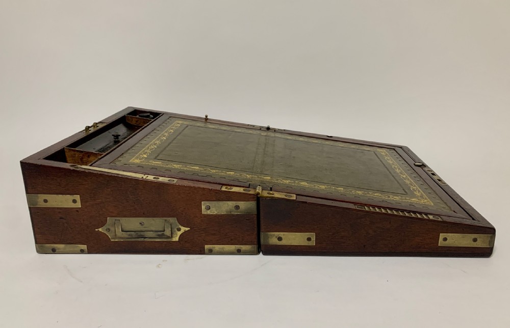 Antique Mahogany Campaign Writing Slope View XIII