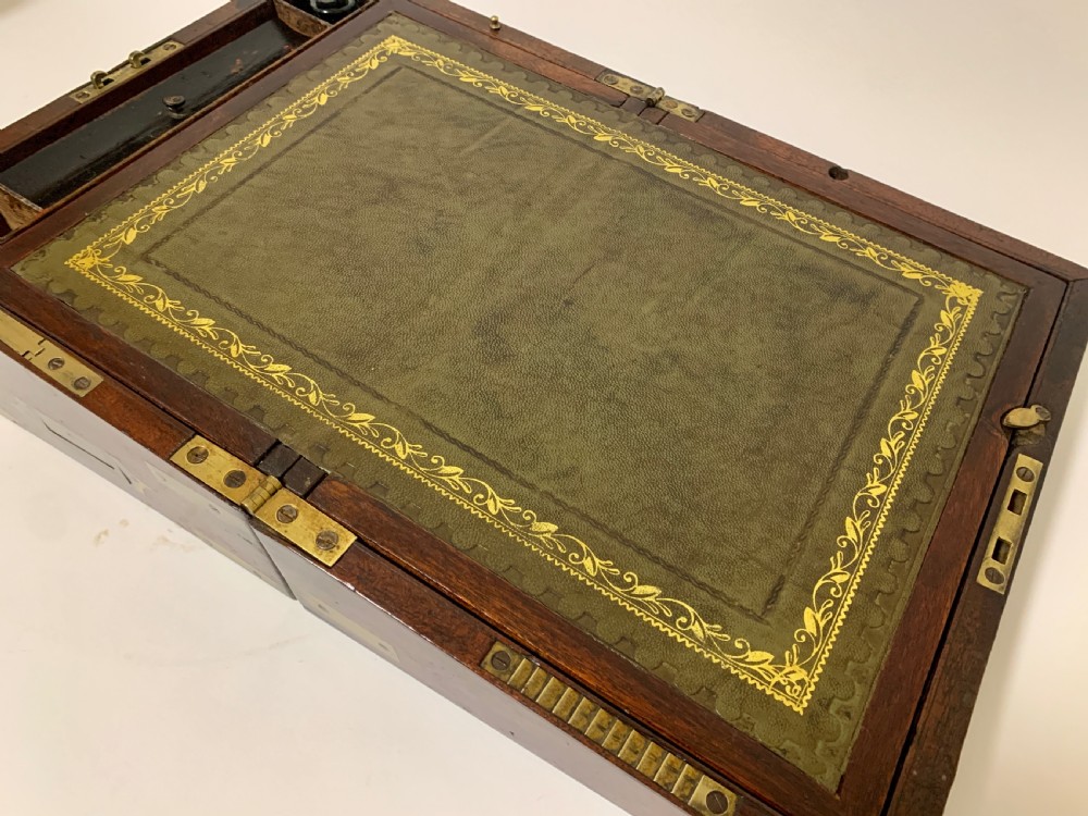 Antique Mahogany Campaign Writing Slope View XIV