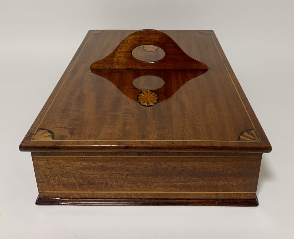 Antique Mahogany Inlaid Housekeepers Cutlery Box View IV