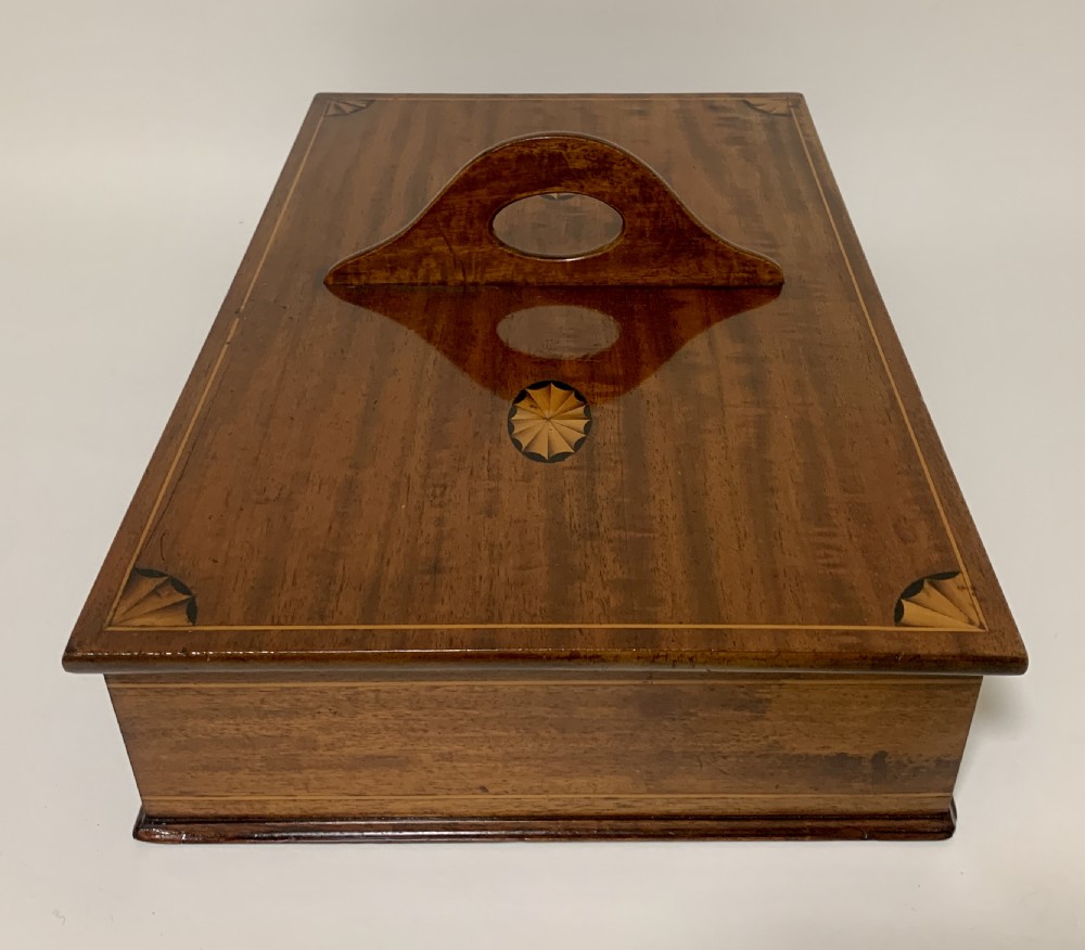 Antique Mahogany Inlaid Housekeepers Cutlery Box View VII