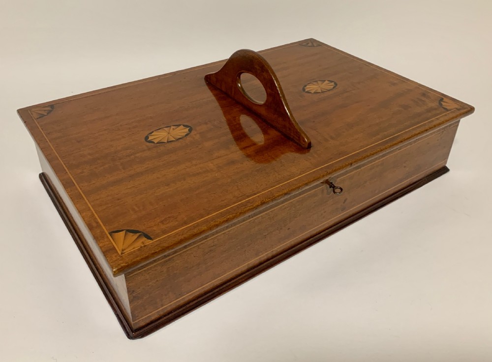 Antique Mahogany Inlaid Housekeepers Cutlery Box View VIII