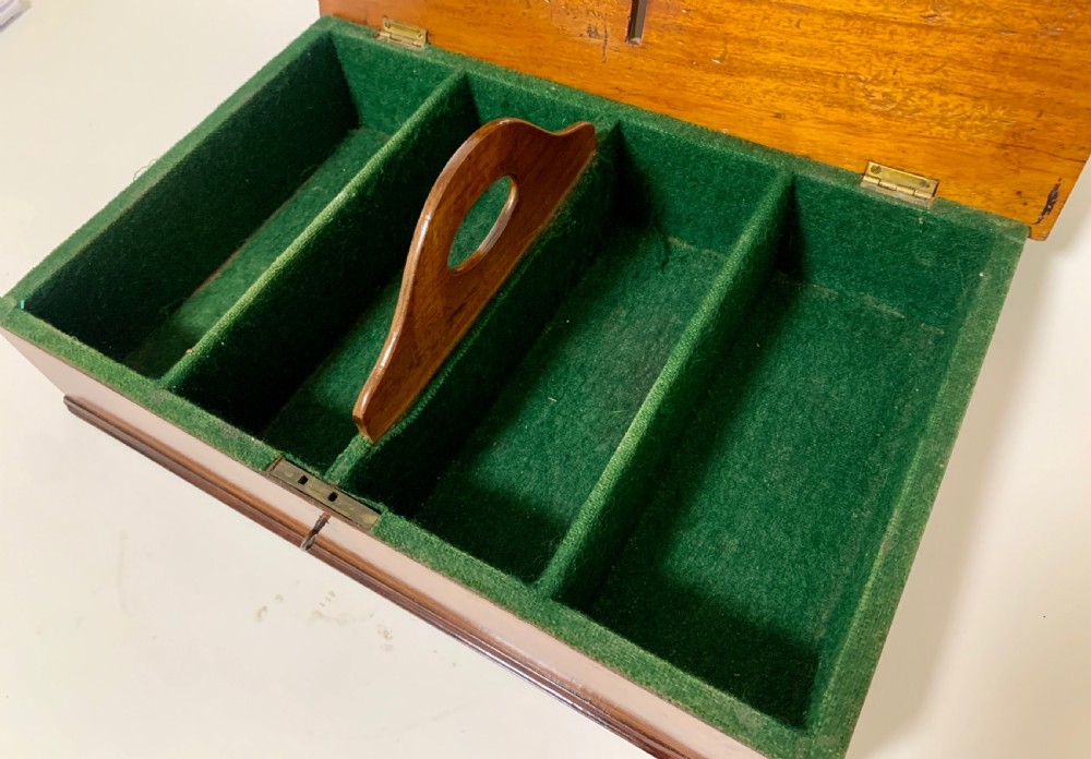Antique Mahogany Inlaid Housekeepers Cutlery Box View XII