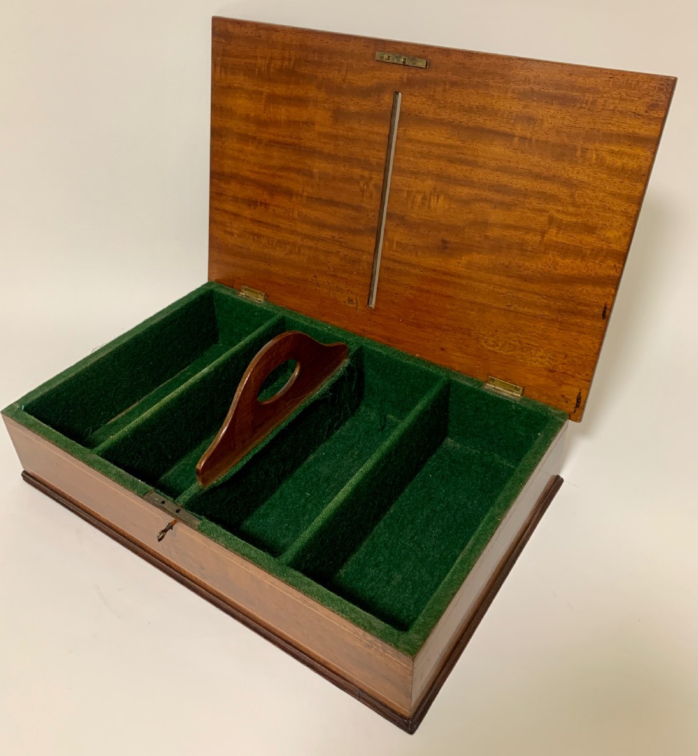 Antique Mahogany Inlaid Housekeepers Cutlery Box View XIII