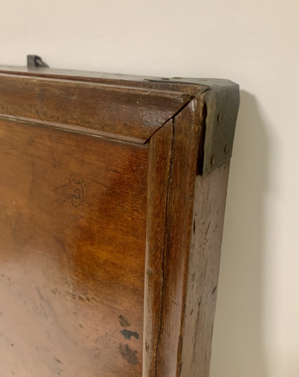 Antique Mahogany Campaign Travelling Mirror View XV