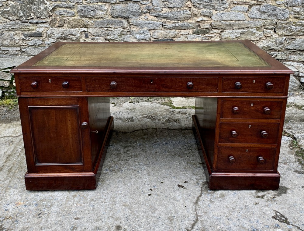 Large Victorian Mahogany Partners Desk View II