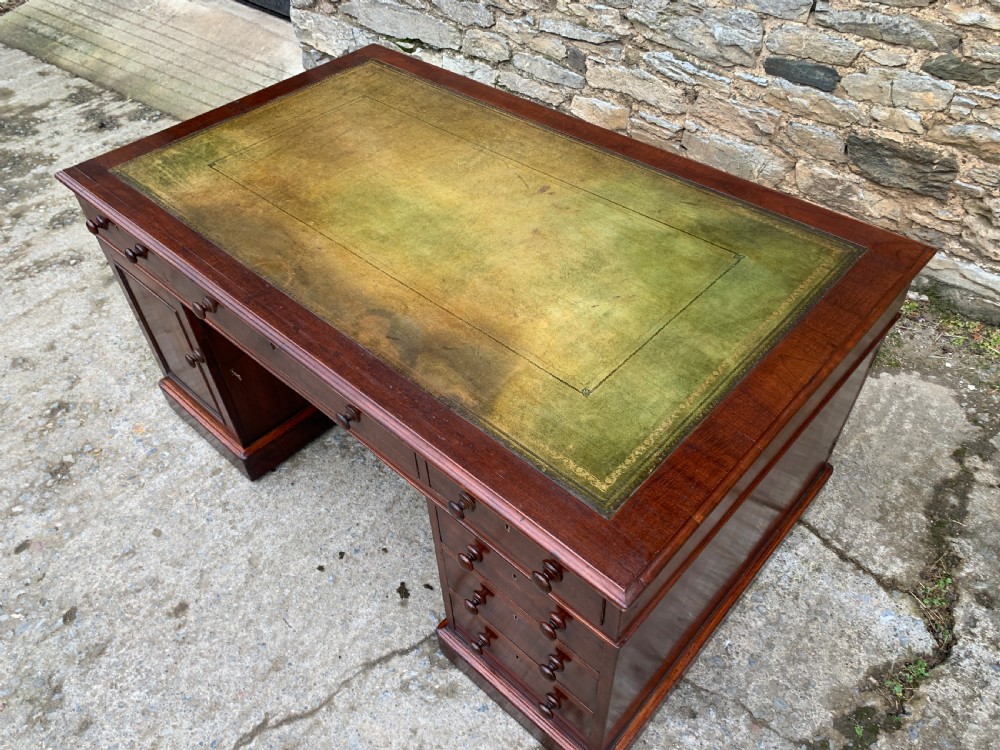 Large Victorian Mahogany Partners Desk View IV