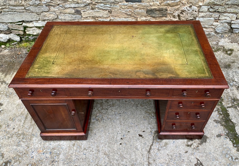 Large Victorian Mahogany Partners Desk View IX