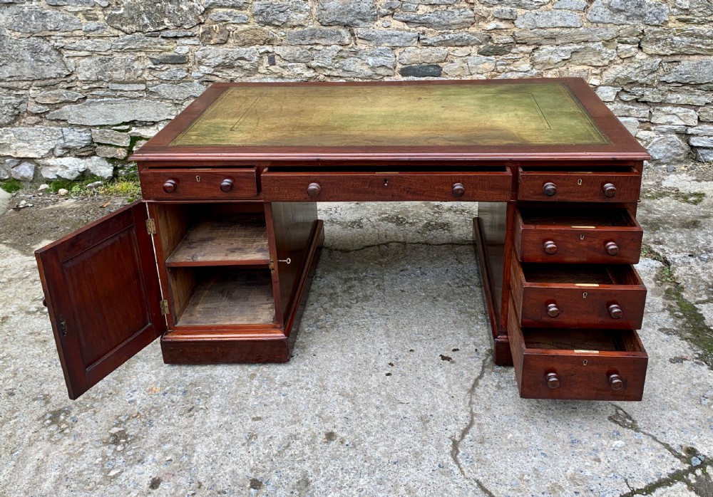 Large Victorian Mahogany Partners Desk View XI