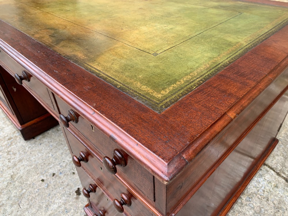 Large Victorian Mahogany Partners Desk View XIV