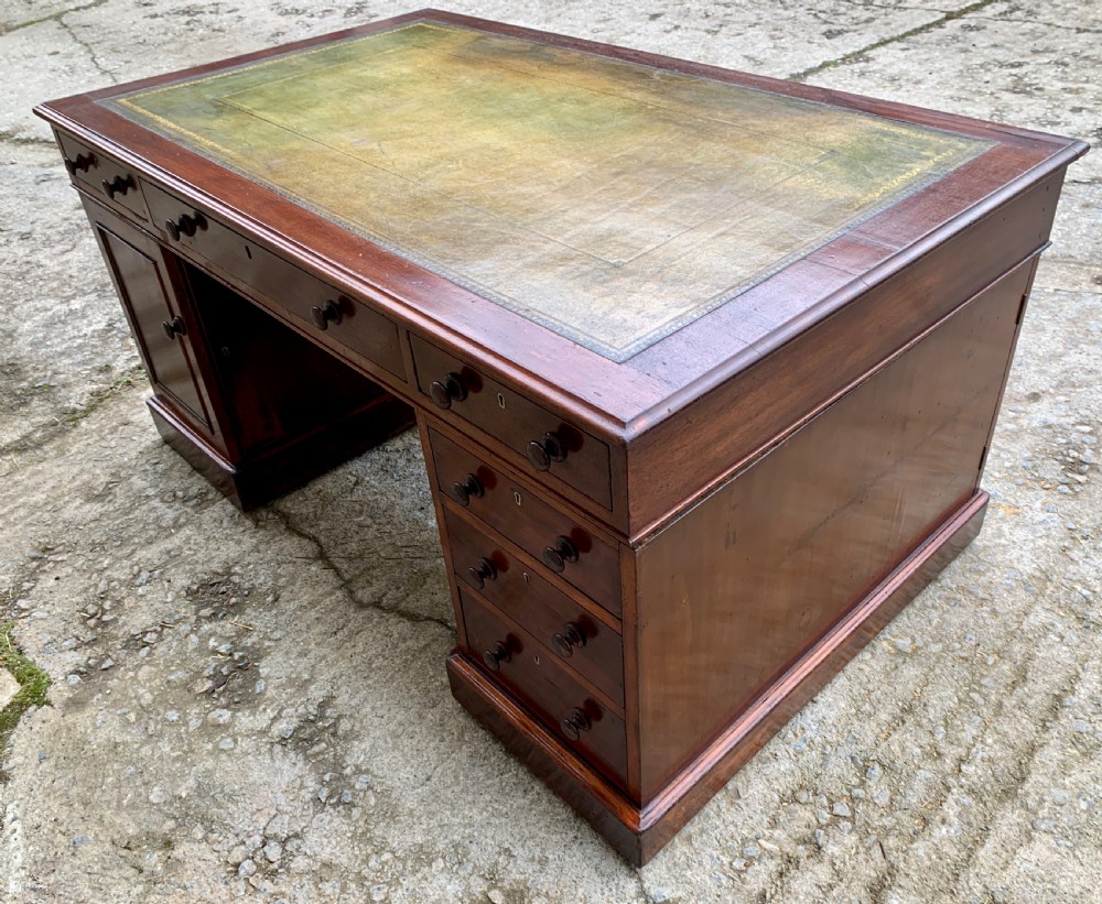 Large Victorian Mahogany Partners Desk View XV