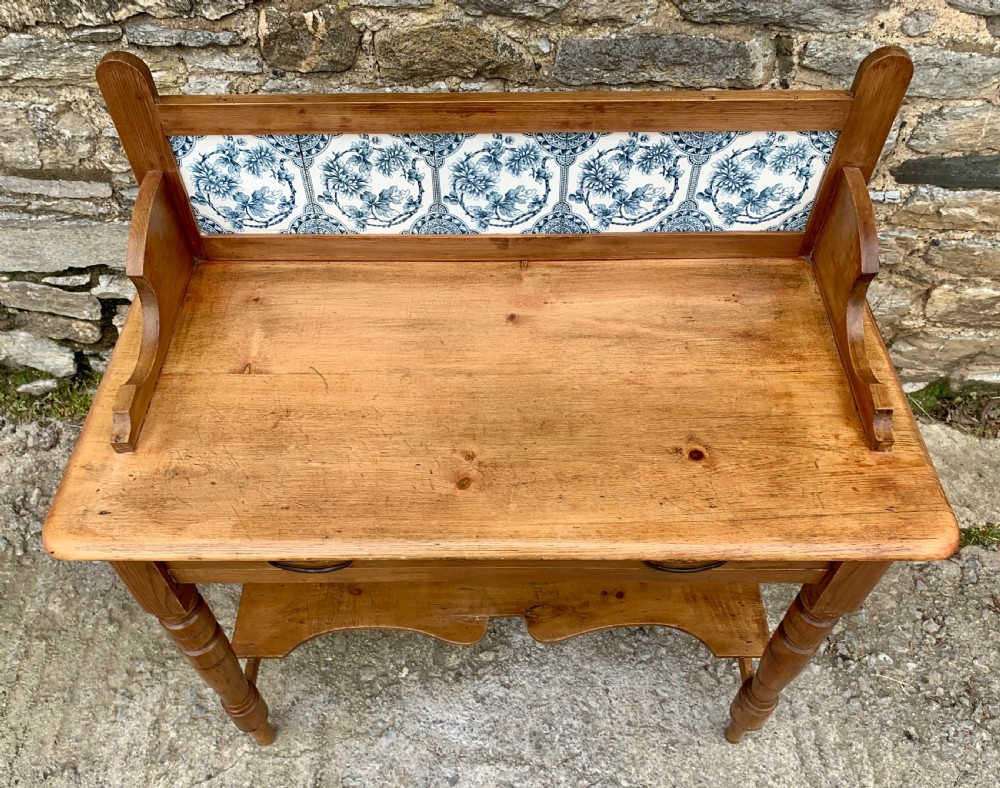 Antique Pine Tiled Washstand View V