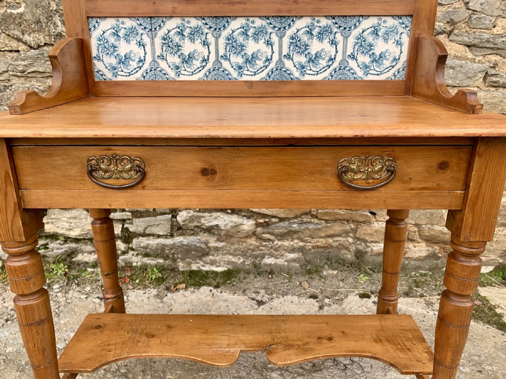 Antique Pine Tiled Washstand View VII