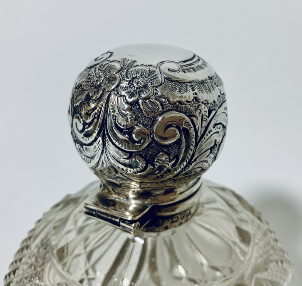 Large Edwardian Cut Glass Silver Scent Bottle View VI
