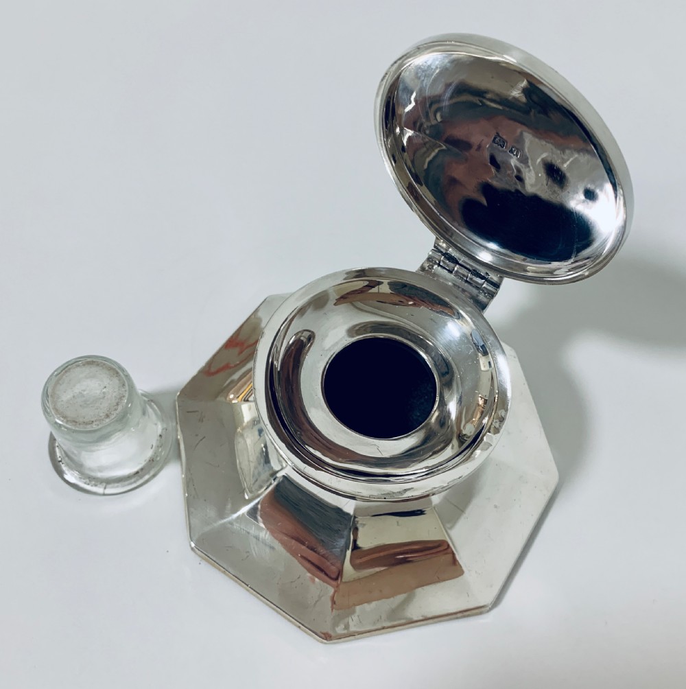 Antique Silver Capstan Inkwell View XII