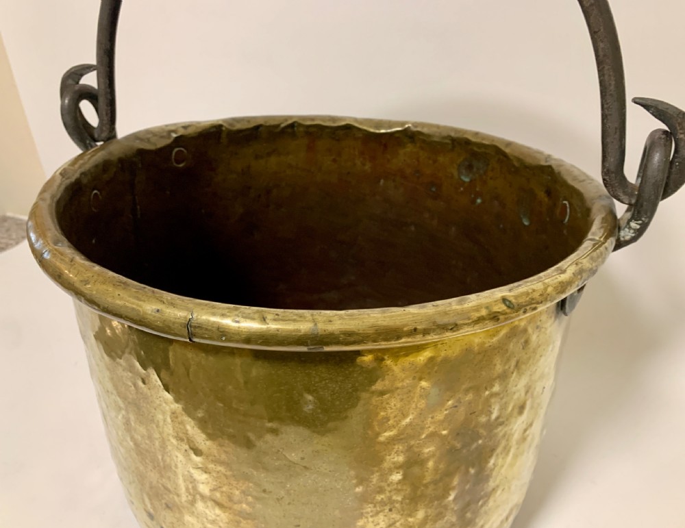Large Antique Brass Cauldron View X