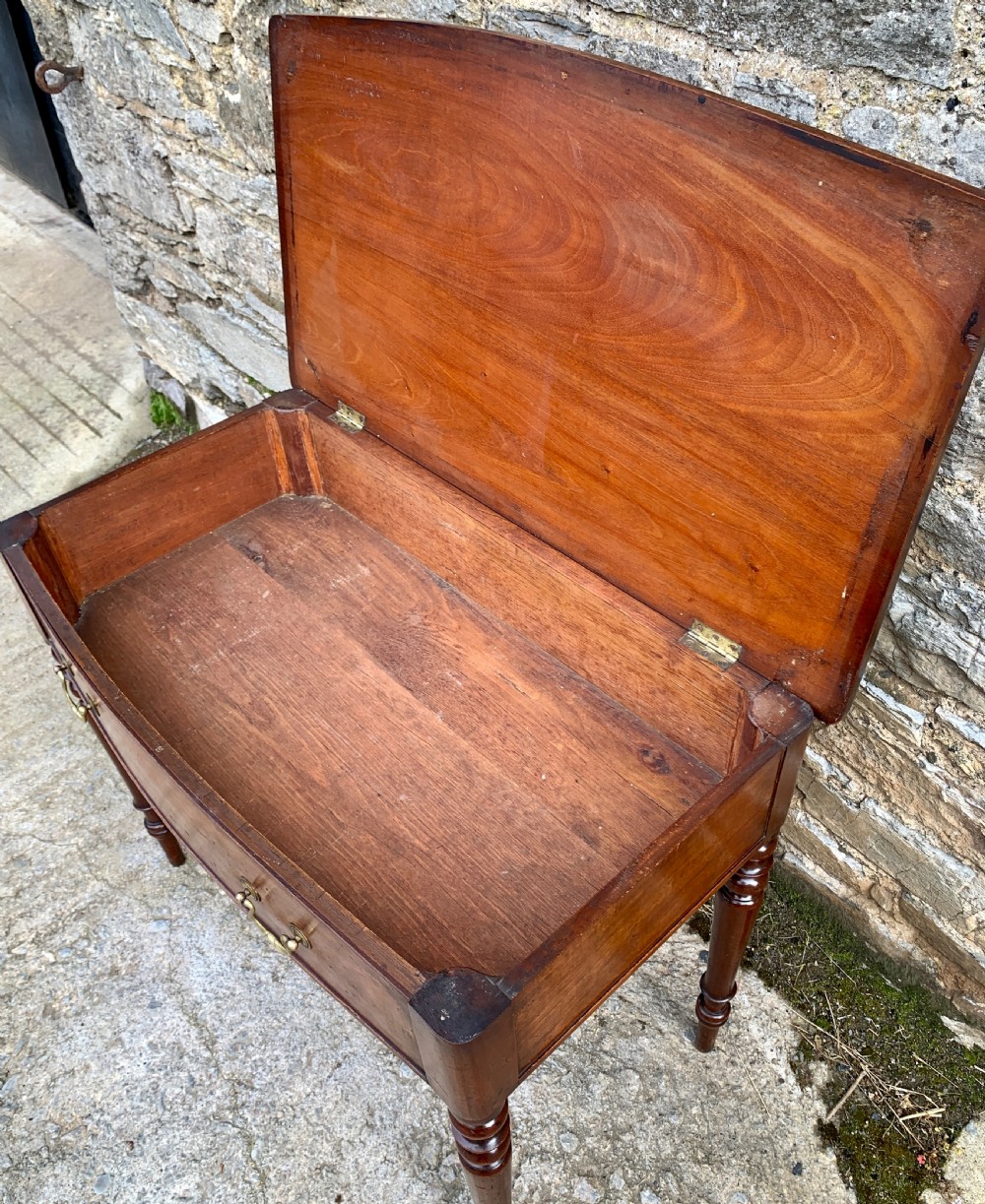Antique Mahogany Side Table with Lift Up Top View VII