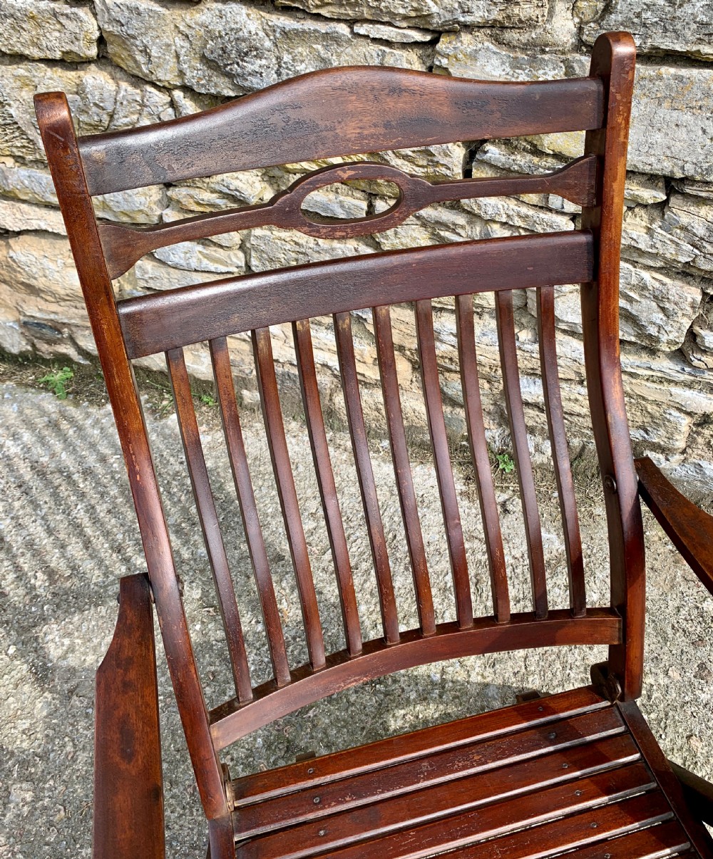 Antique Teak Folding Steamer Chair View XII
