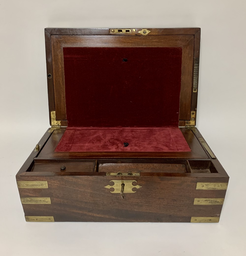 Victorian Mahogany Brass Bound Campaign Writing Slope