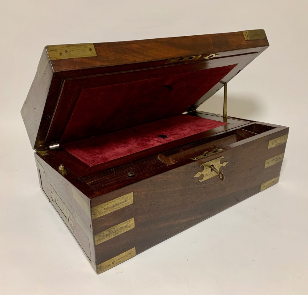 Victorian Mahogany Brass Bound Campaign Writing Slope View III