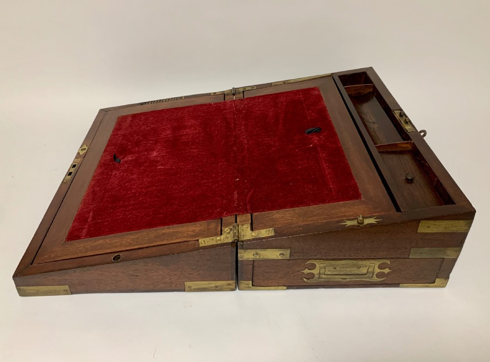 Victorian Mahogany Brass Bound Campaign Writing Slope View IV