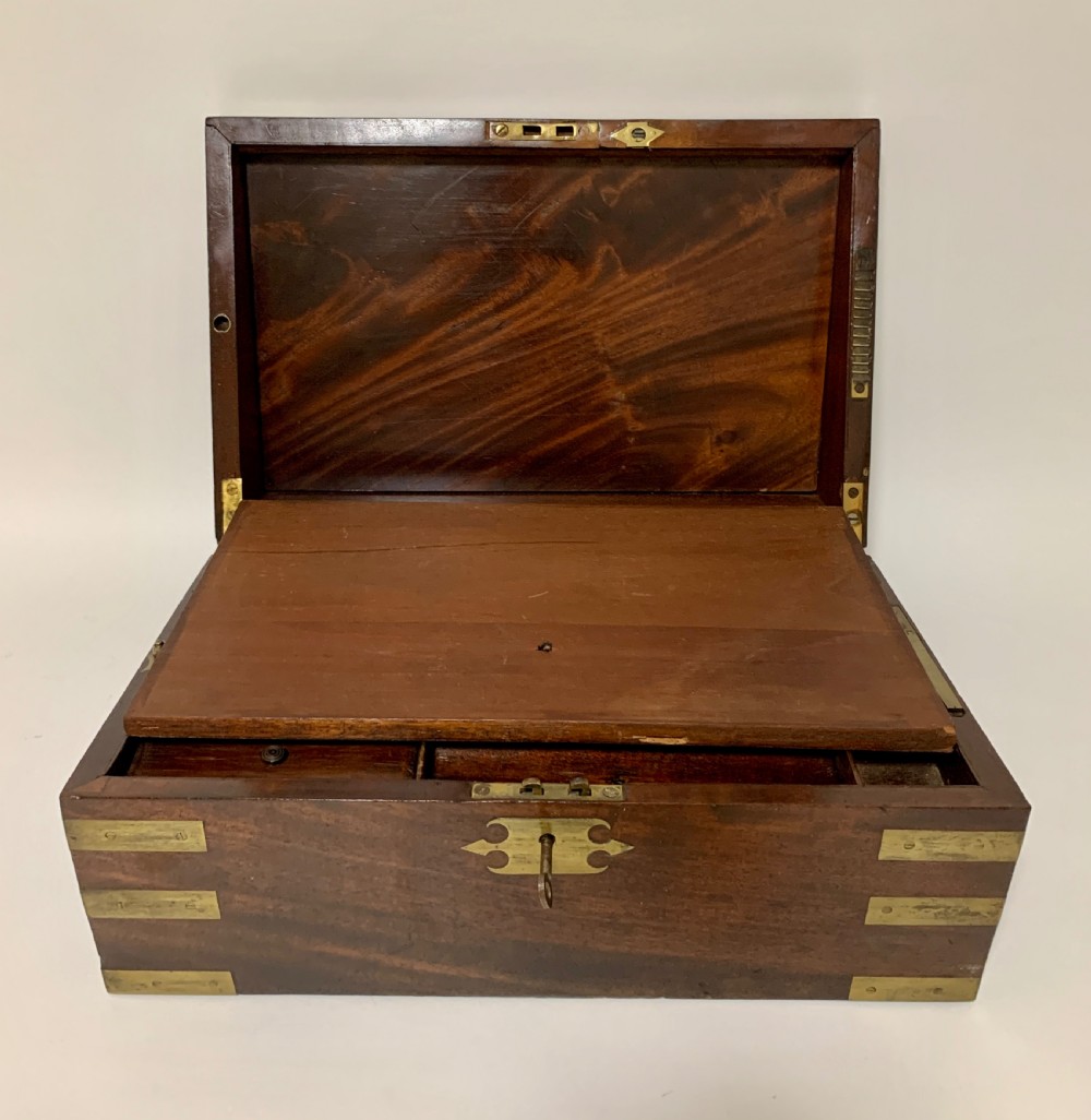 Victorian Mahogany Brass Bound Campaign Writing Slope View VI