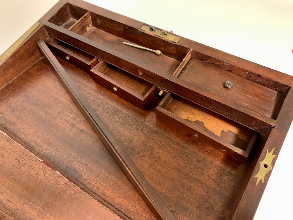 Victorian Mahogany Brass Bound Campaign Writing Slope View VII
