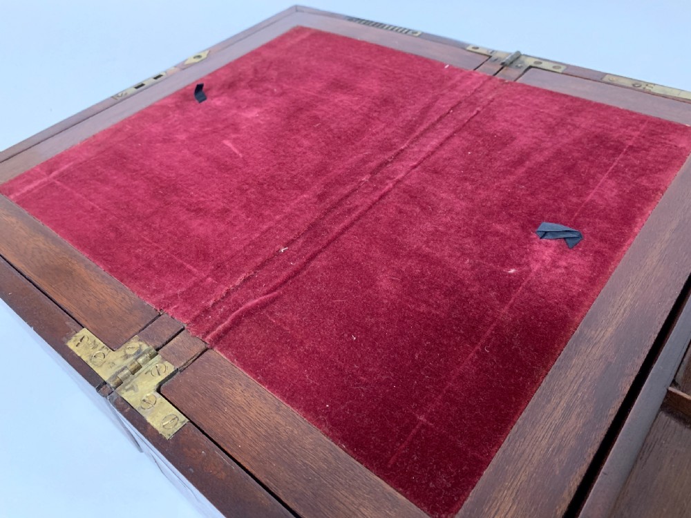 Victorian Mahogany Brass Bound Campaign Writing Slope View VIII