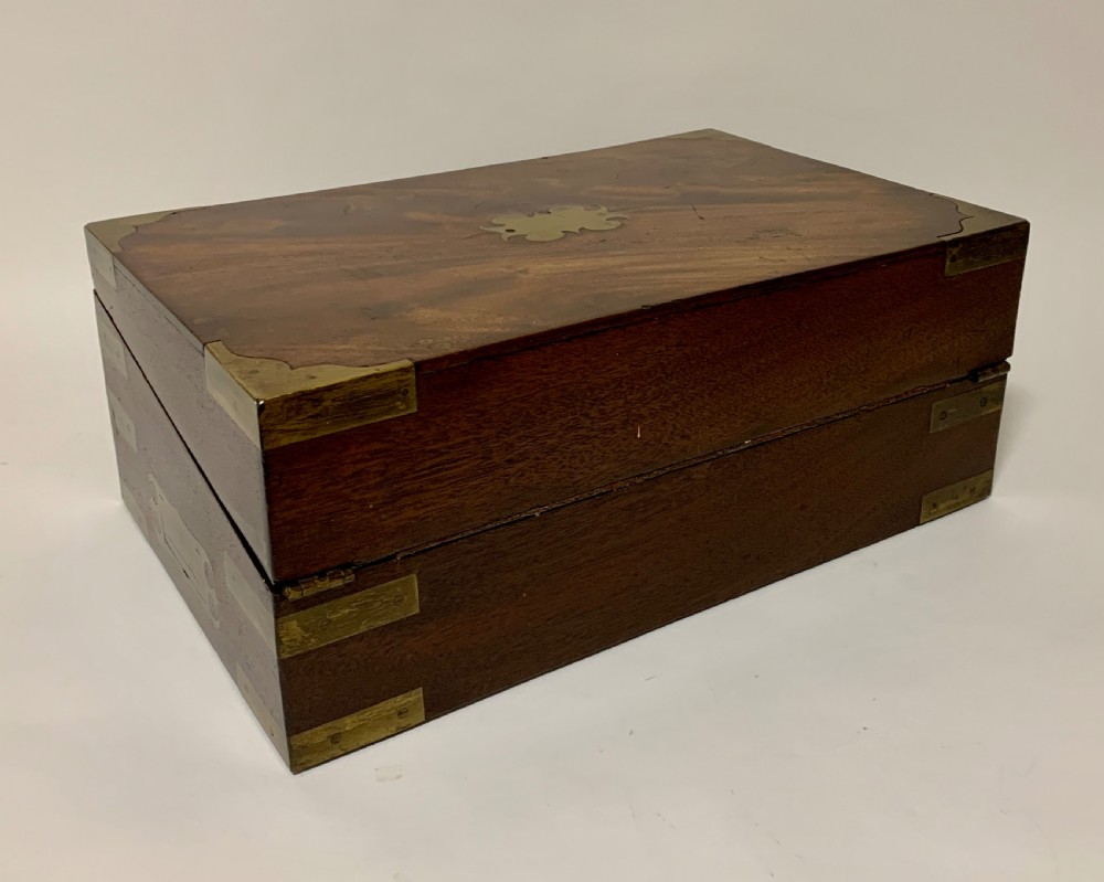 Victorian Mahogany Brass Bound Campaign Writing Slope View XII