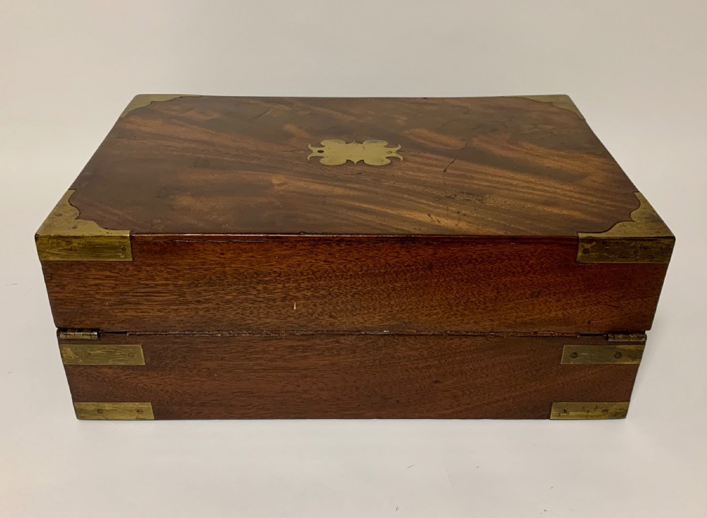 Victorian Mahogany Brass Bound Campaign Writing Slope View XIII