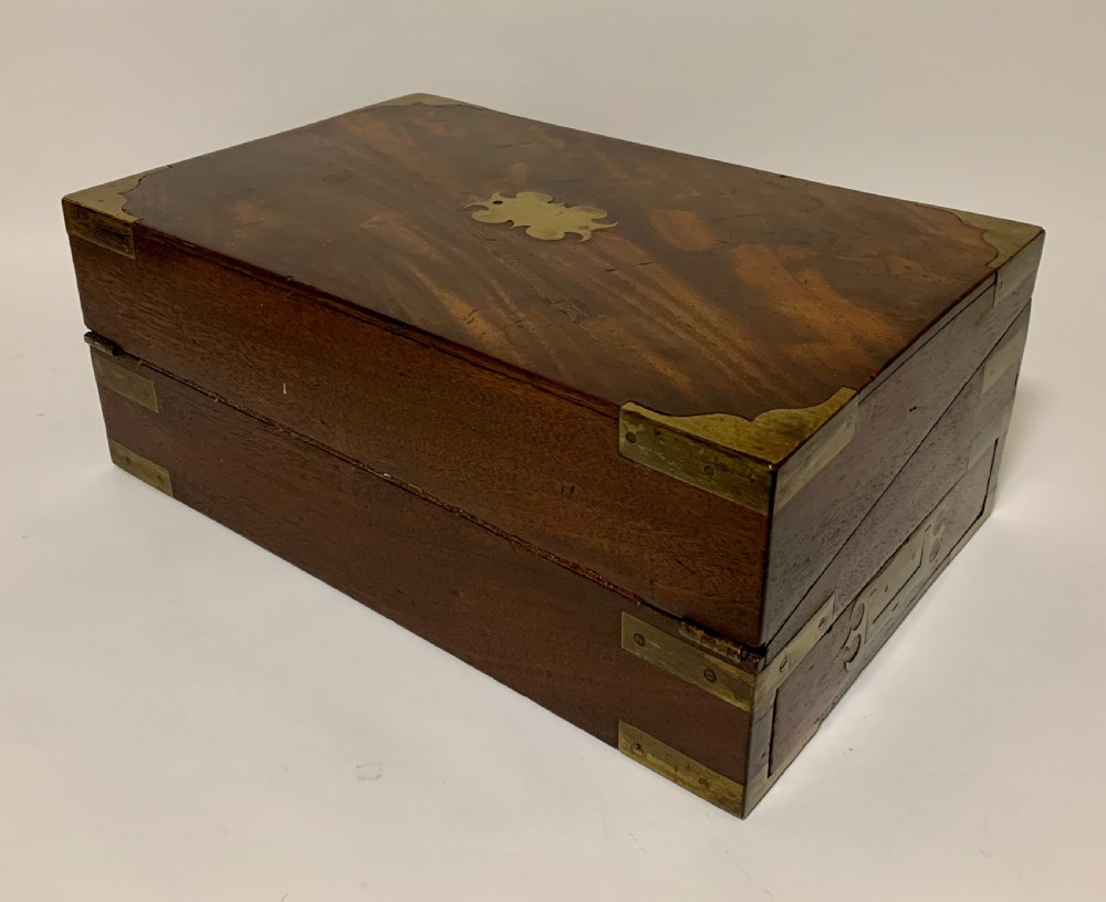 Victorian Mahogany Brass Bound Campaign Writing Slope View XIV
