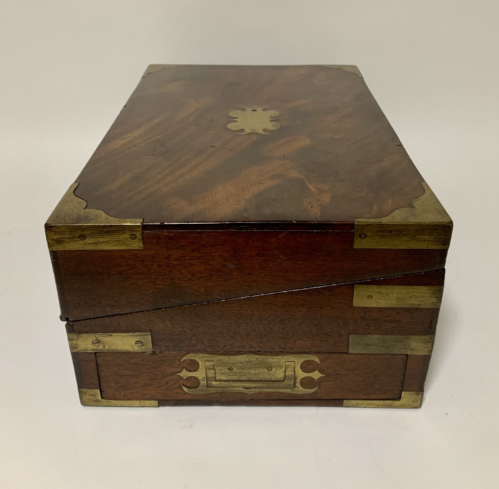 Victorian Mahogany Brass Bound Campaign Writing Slope View XV