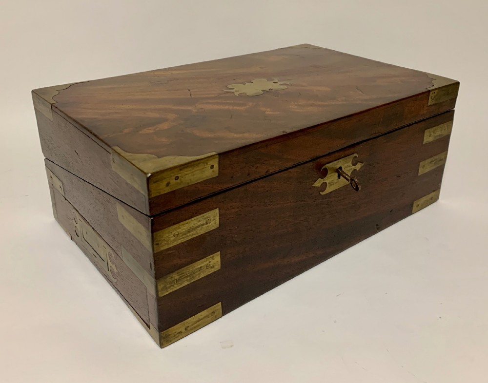 Victorian Mahogany Brass Bound Campaign Writing Slope View XVI