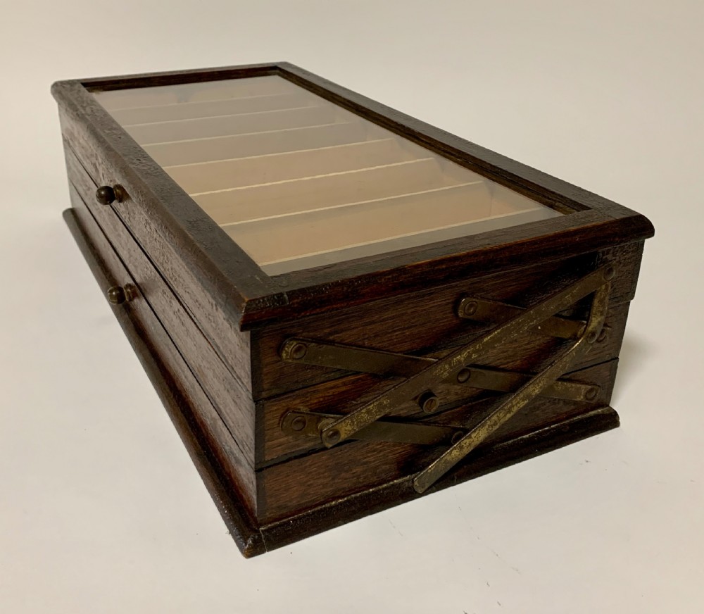 Antique Oak Cantilever Haberdashery Sewing Box View III