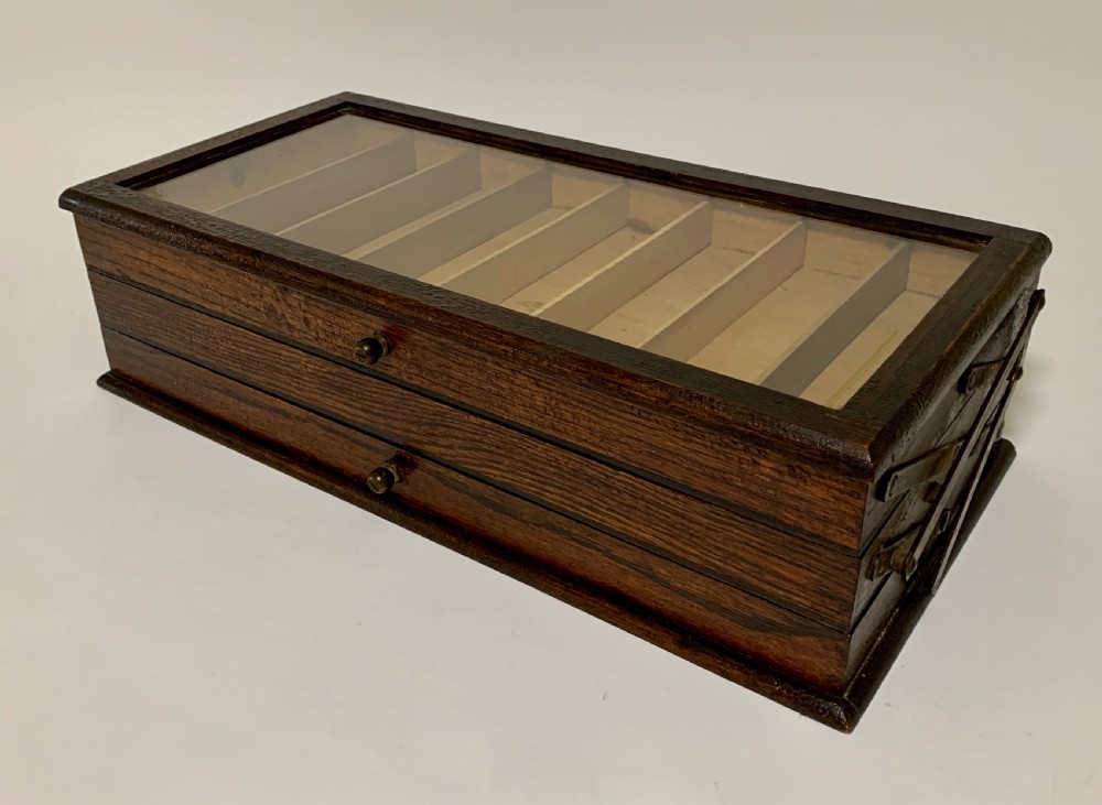 Antique Oak Cantilever Haberdashery Sewing Box View IV