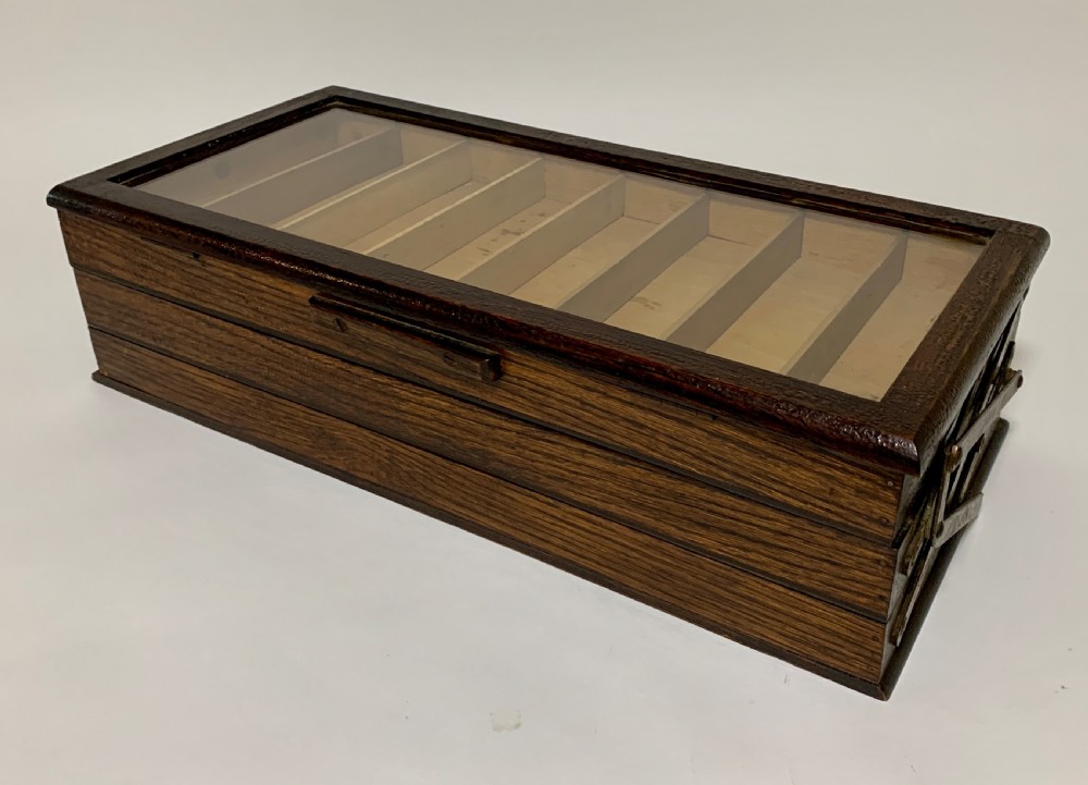 Antique Oak Cantilever Haberdashery Sewing Box View VIII
