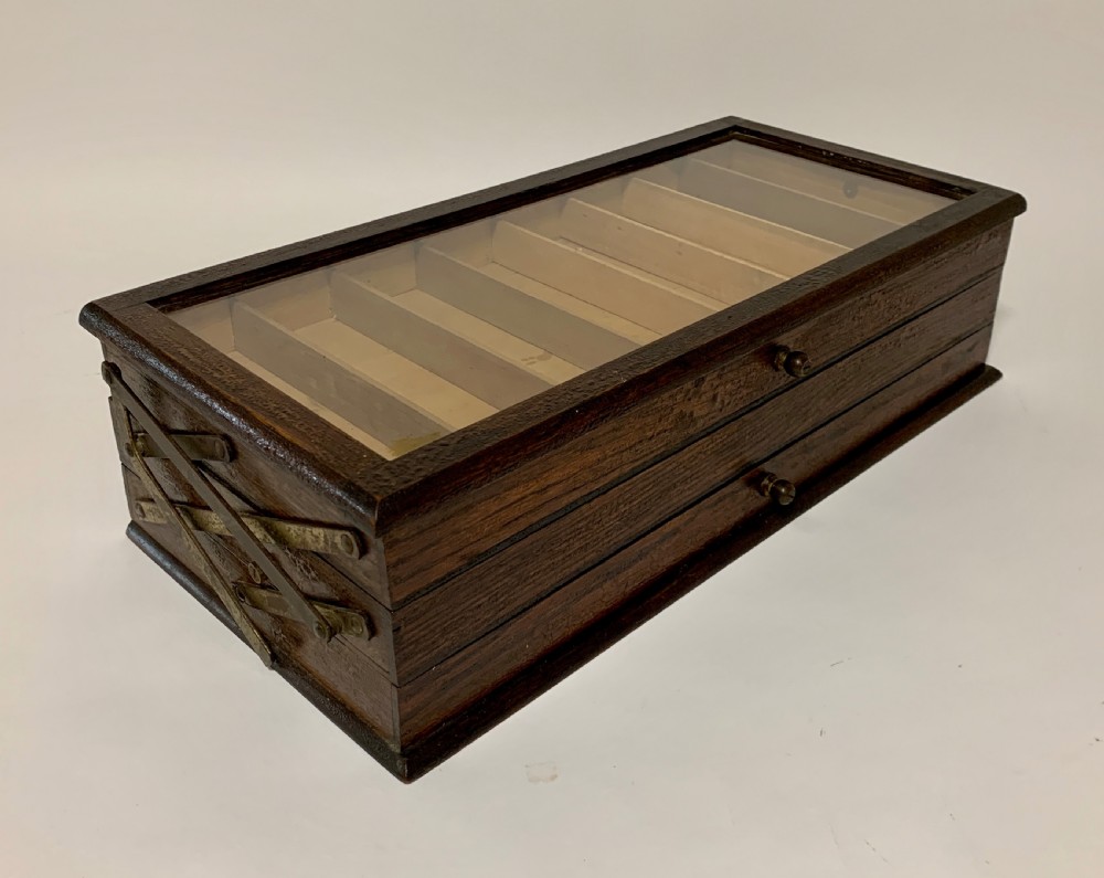 Antique Oak Cantilever Haberdashery Sewing Box View X