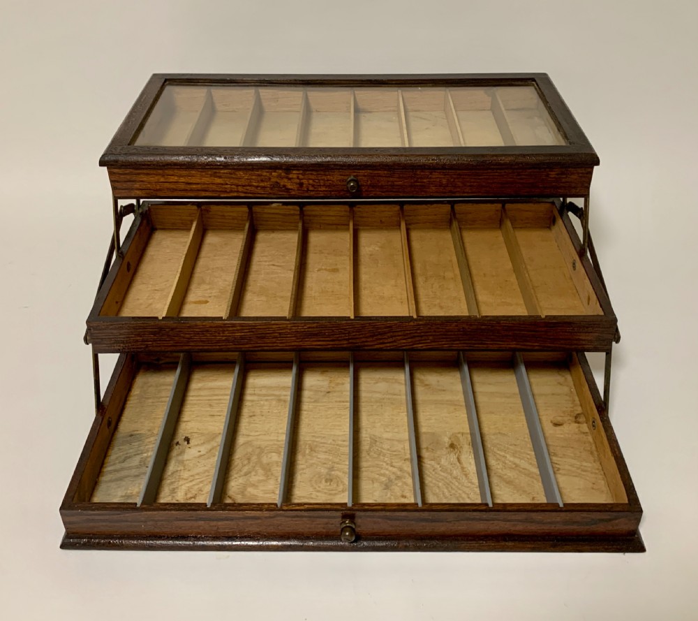 Antique Oak Cantilever Haberdashery Sewing Box View XI