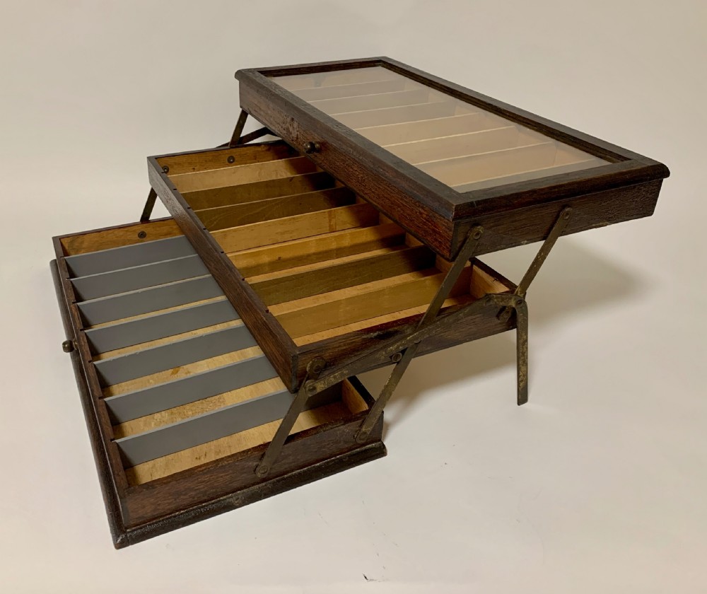 Antique Oak Cantilever Haberdashery Sewing Box View XII