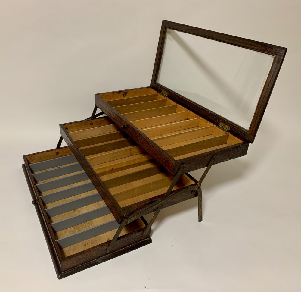 Antique Oak Cantilever Haberdashery Sewing Box View XIII