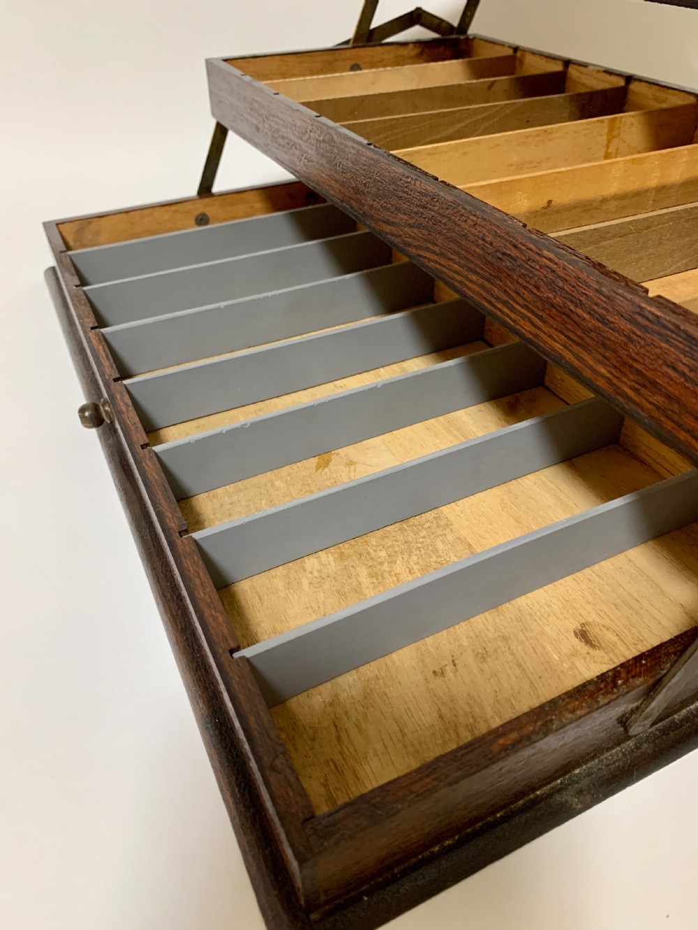 Antique Oak Cantilever Haberdashery Sewing Box View XIV