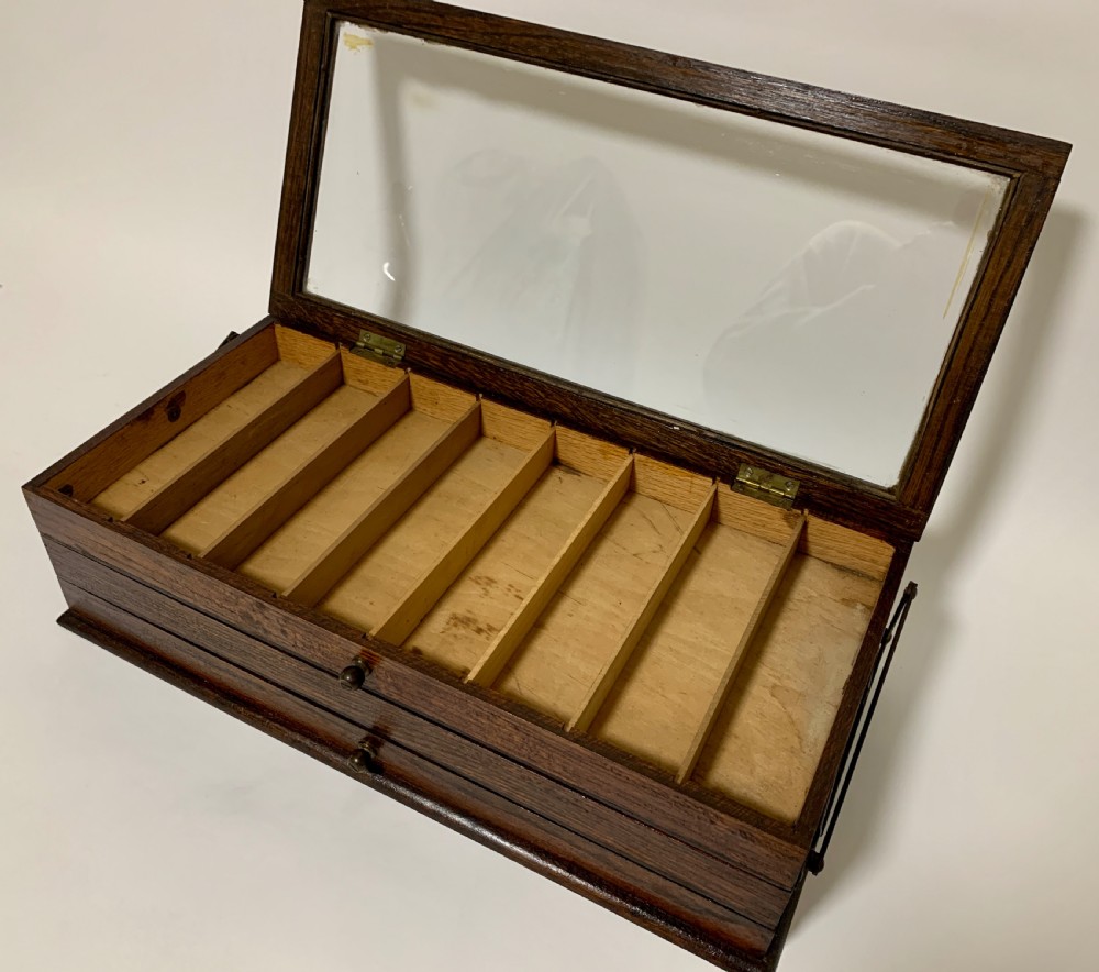 Antique Oak Cantilever Haberdashery Sewing Box View XVI