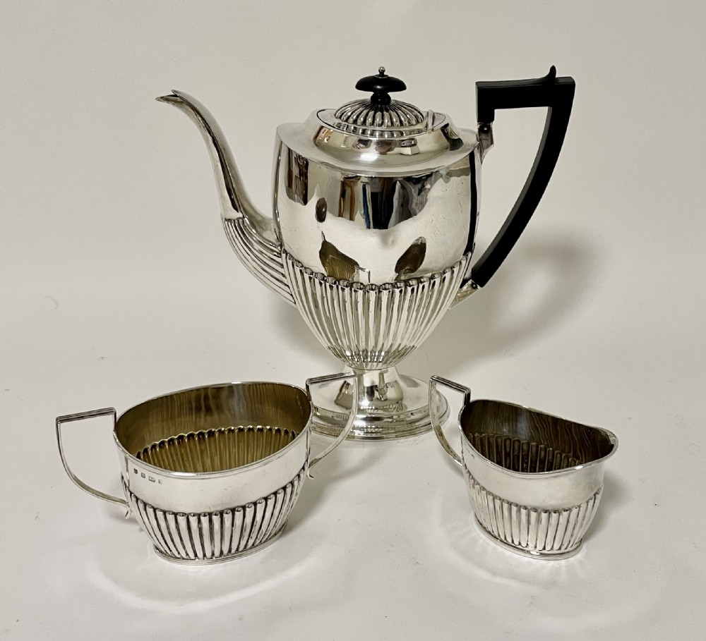 Antique Solid Sterling Silver 3 Piece Coffee Set