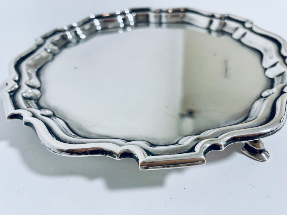 Small Antique Solid Sterling Silver Salver View VI