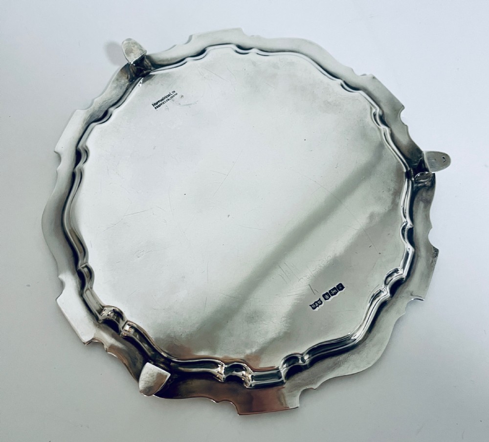 Small Antique Solid Sterling Silver Salver View XI