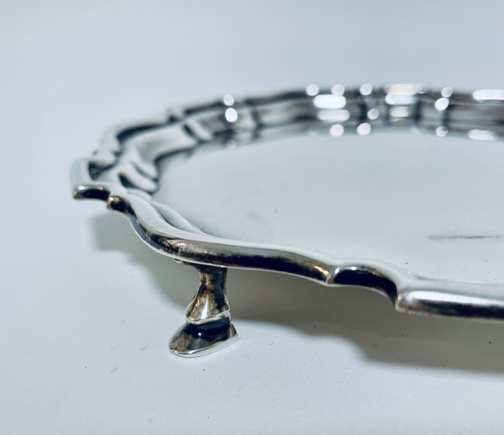 Small Antique Solid Sterling Silver Salver View XII