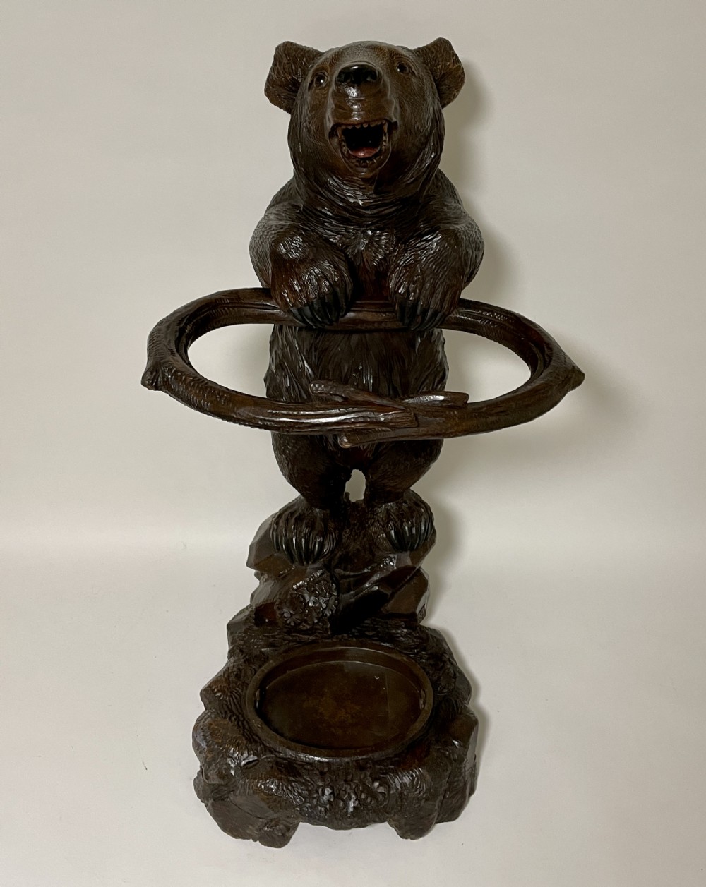 Antique Black Forest Carved Bear Stick and Umbrella Stand